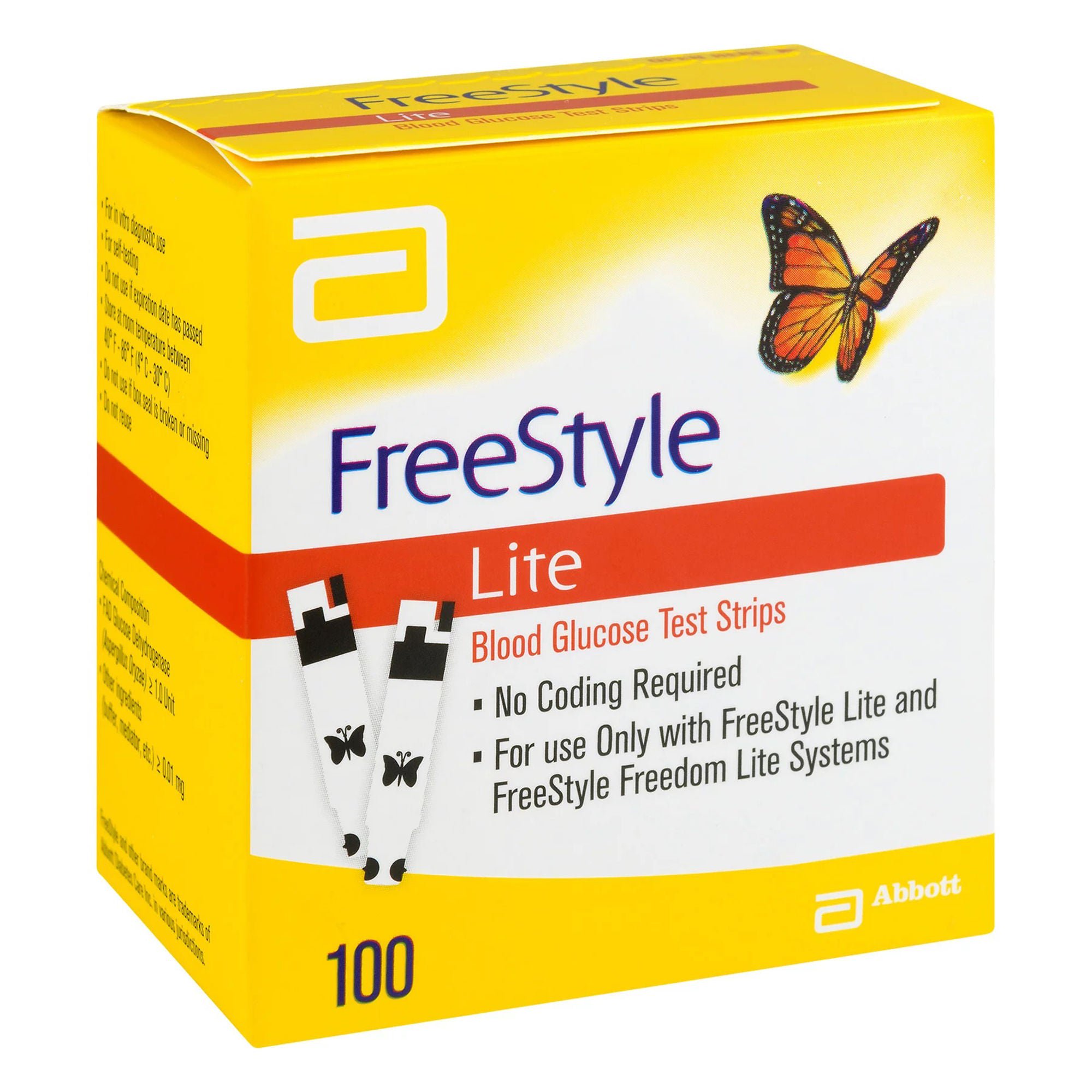 Blood Glucose Test Strips FreeStyle Lite® 100 Strips per Pack For Freestyle Lite ® Monitor System