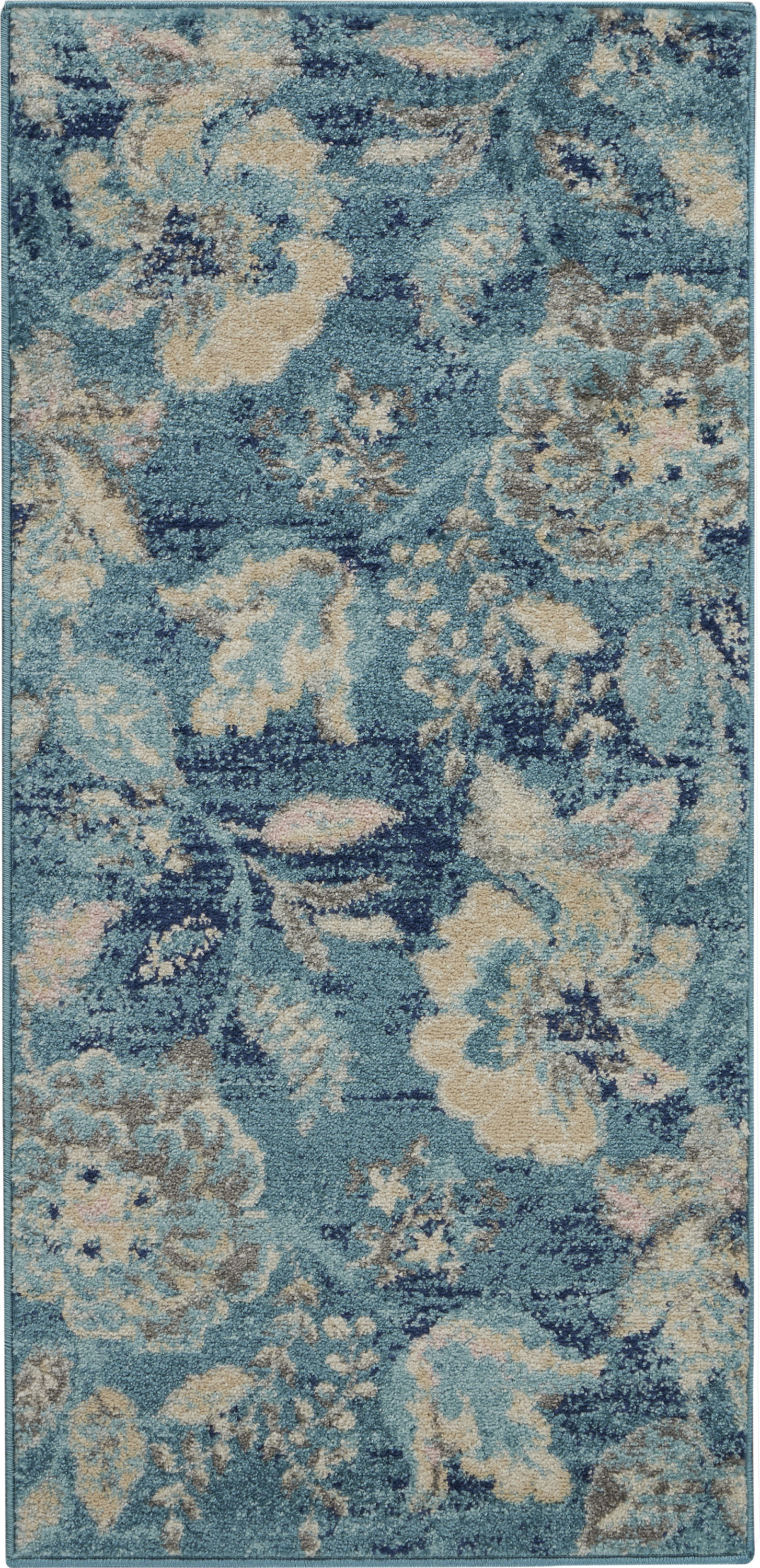 Nourison Tranquil 2' x 4' Turquoise Vintage Indoor Rug