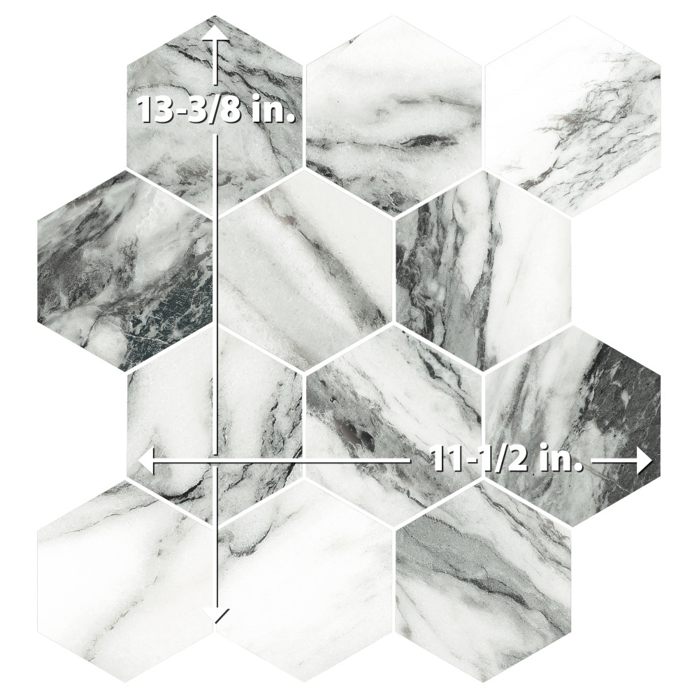 Touche 4″ Hex Zebre 11-3/4 in. x 13-5/8 in. Porcelain Mosaic Tile