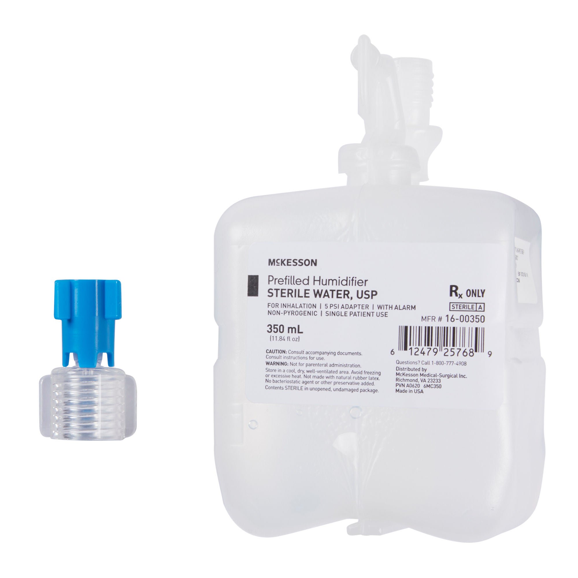 McKesson Humidifier Bottle with Adapter Prefilled 350mL For Inhalation 16-00350