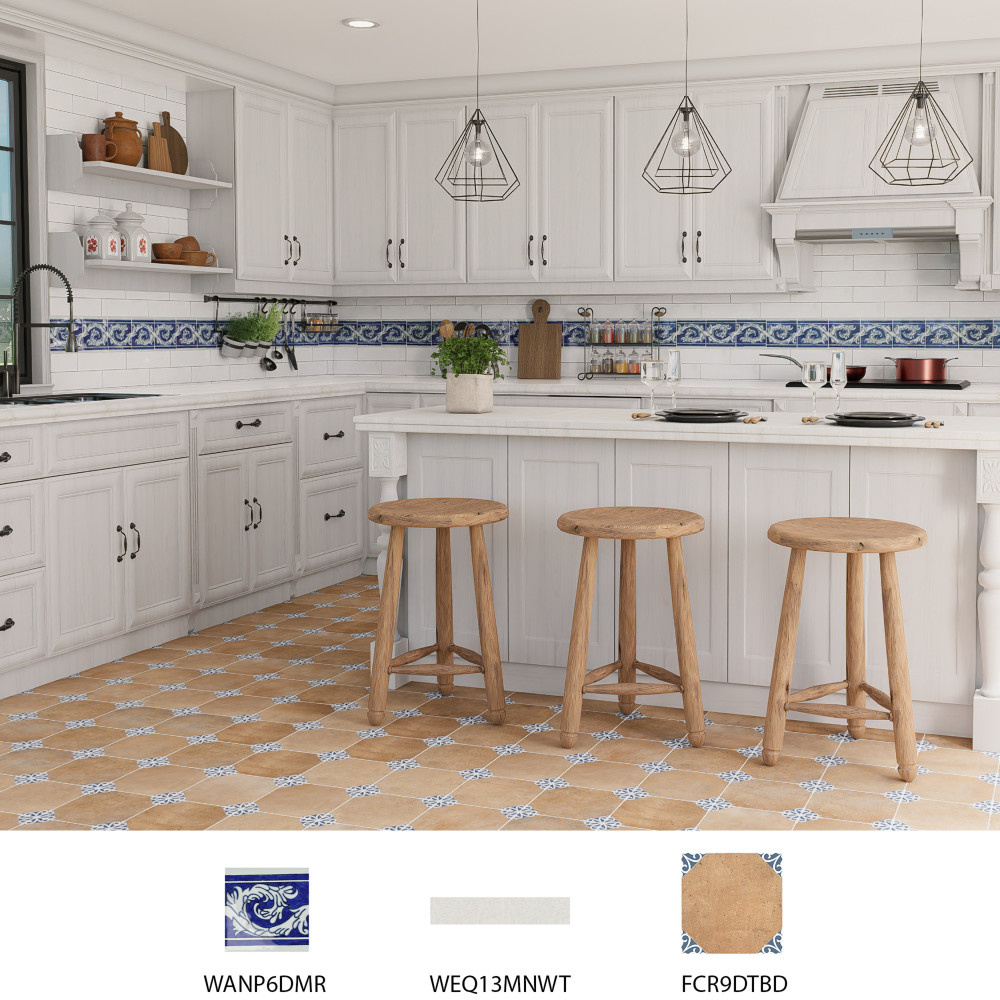 Provincial Deco Marina 6 in. x 6 in. Porcelain Wall Tile