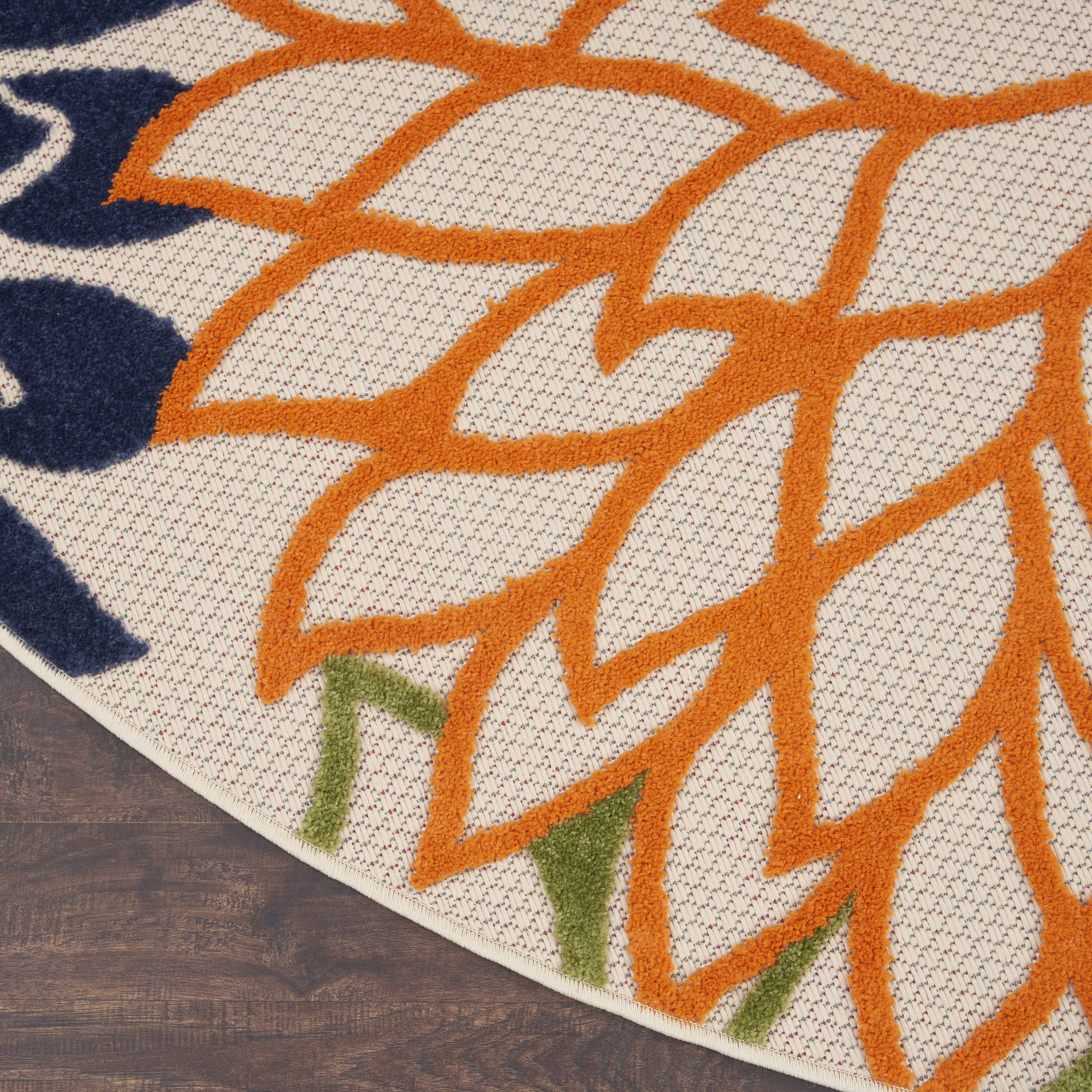 Nourison Aloha 4' x Round Multicolor Tropical Rug