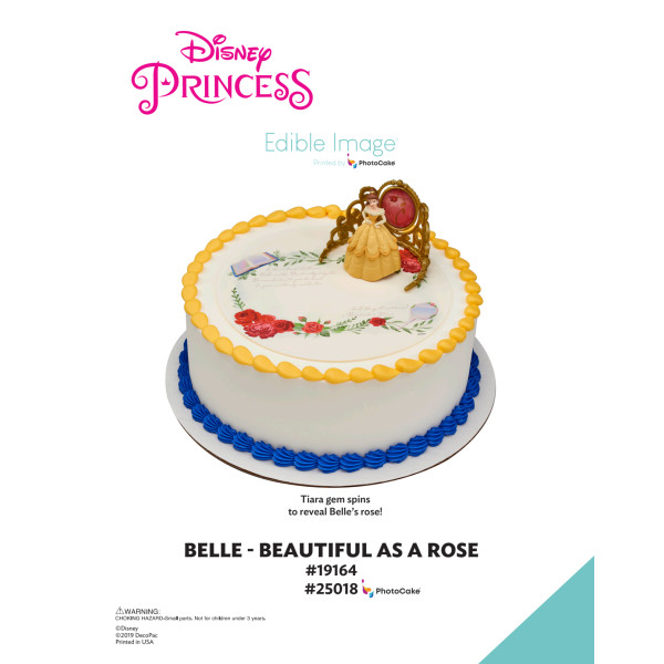 Disney Princess Belle Beautiful as a Rose The Magic of Cakes® PhotoCake® Enhanced Round Background Page