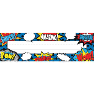 Superhero Flat Name Plates, Pack of 36