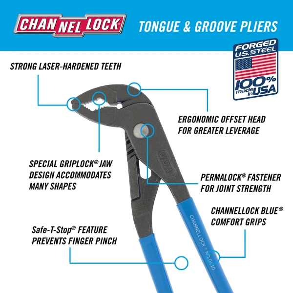 GL10 9.5-inch GRIPLOCK Tongue & Groove Pliers