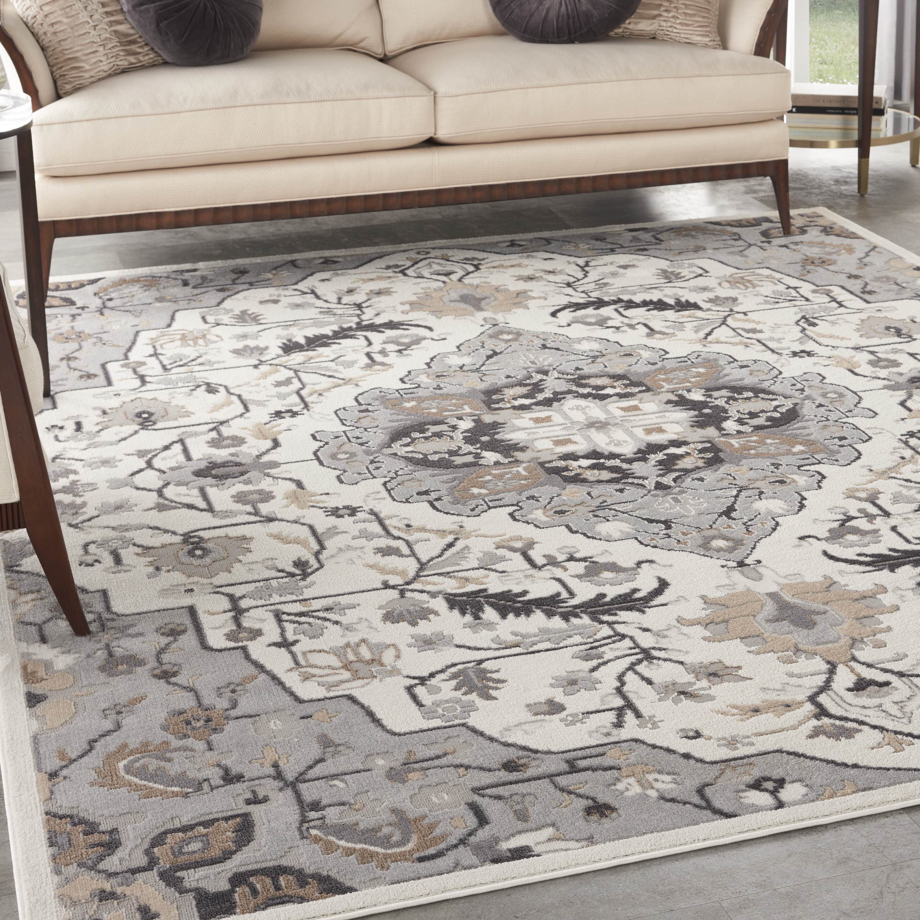 Nourison Elation 7'10" x 9'10" Ivory Grey Transitional Indoor Rug
