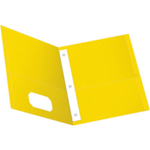 Twin Pocket Folders with Fasteners, Letter Size, Yellow, Box of 25
