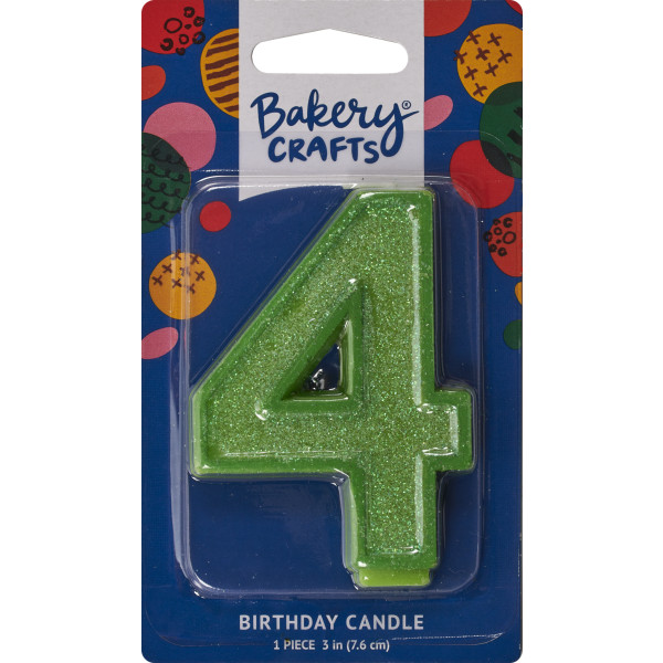 4 Glitter Numeral Candles