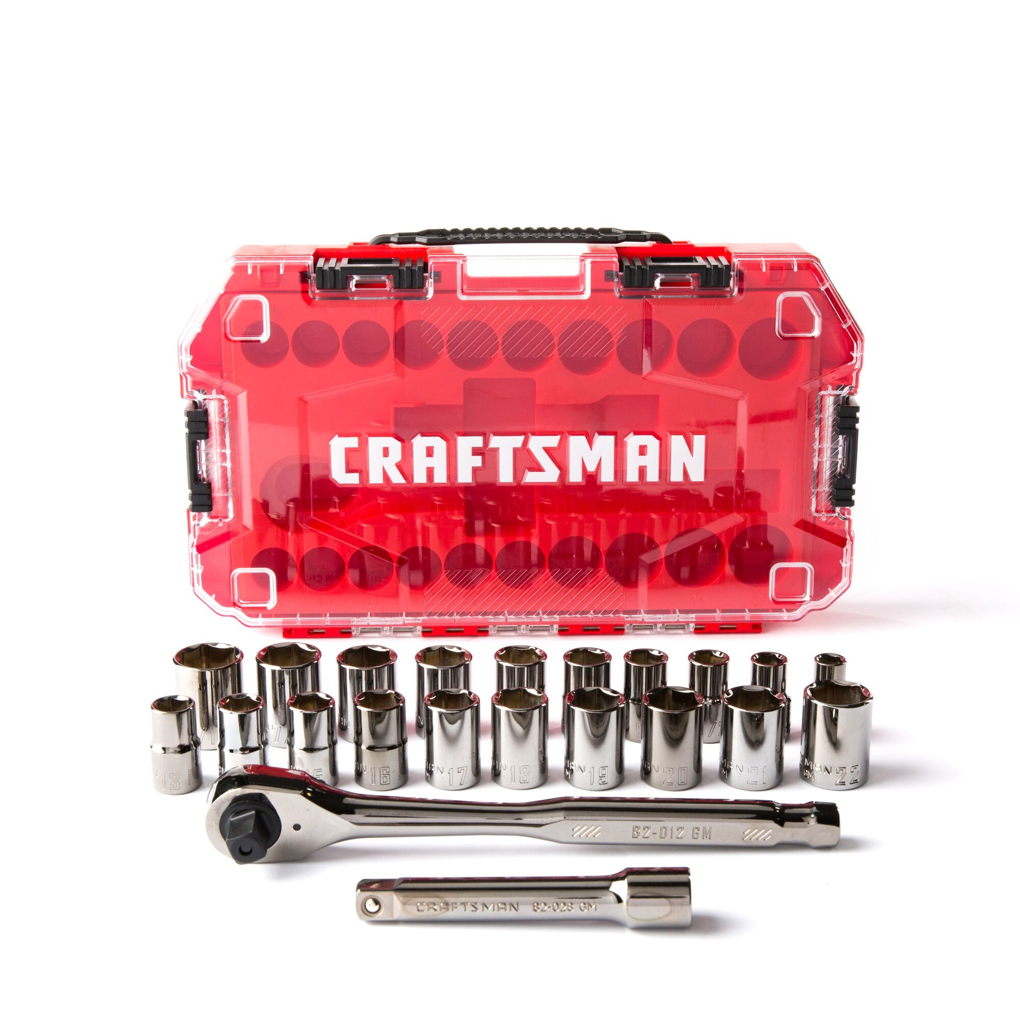 View of CRAFTSMAN Mechanics Tool Set on white background