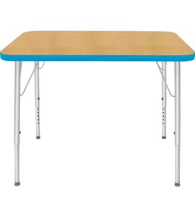 Creative Colors® Activity Table, Rectangle, 24" x 48", Maple Top Color, Bright Blue Edge Color, Standard Leg Height, Platinum Si