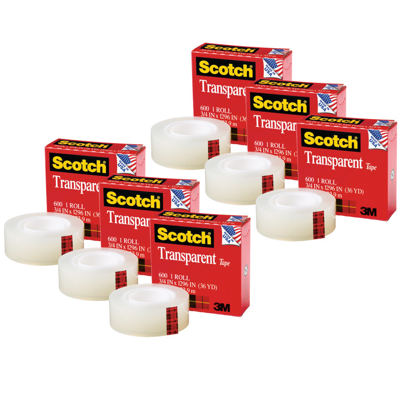 Transparent+Tape+Refill+Roll%2C+3%2F4%22+x+1296%22%2C+Pack+of+6
