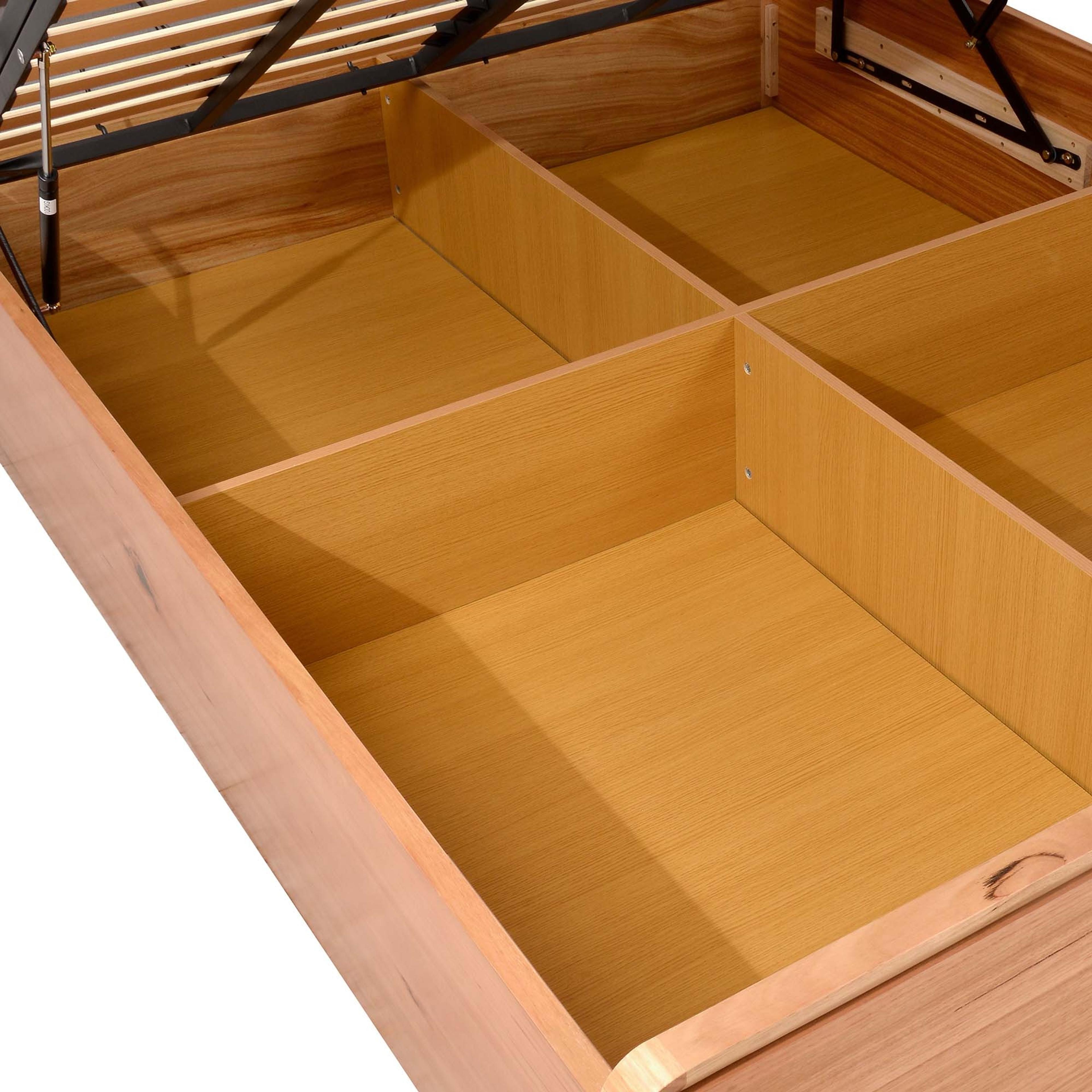 Detail image of the  Valentine Bed Frame, W/ Bookend Headboard & Gas Lift Base, Natural from Forty Winks