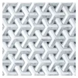 Pietra Visivo Collection Thassos Select Polished, Italian Carrara Light Select Polished, Italian Carrara Dark Select Polished, Bardiglio Light Polished, And Bardiglio Imperiale Polished 11×9 Triton Mosaic Polished