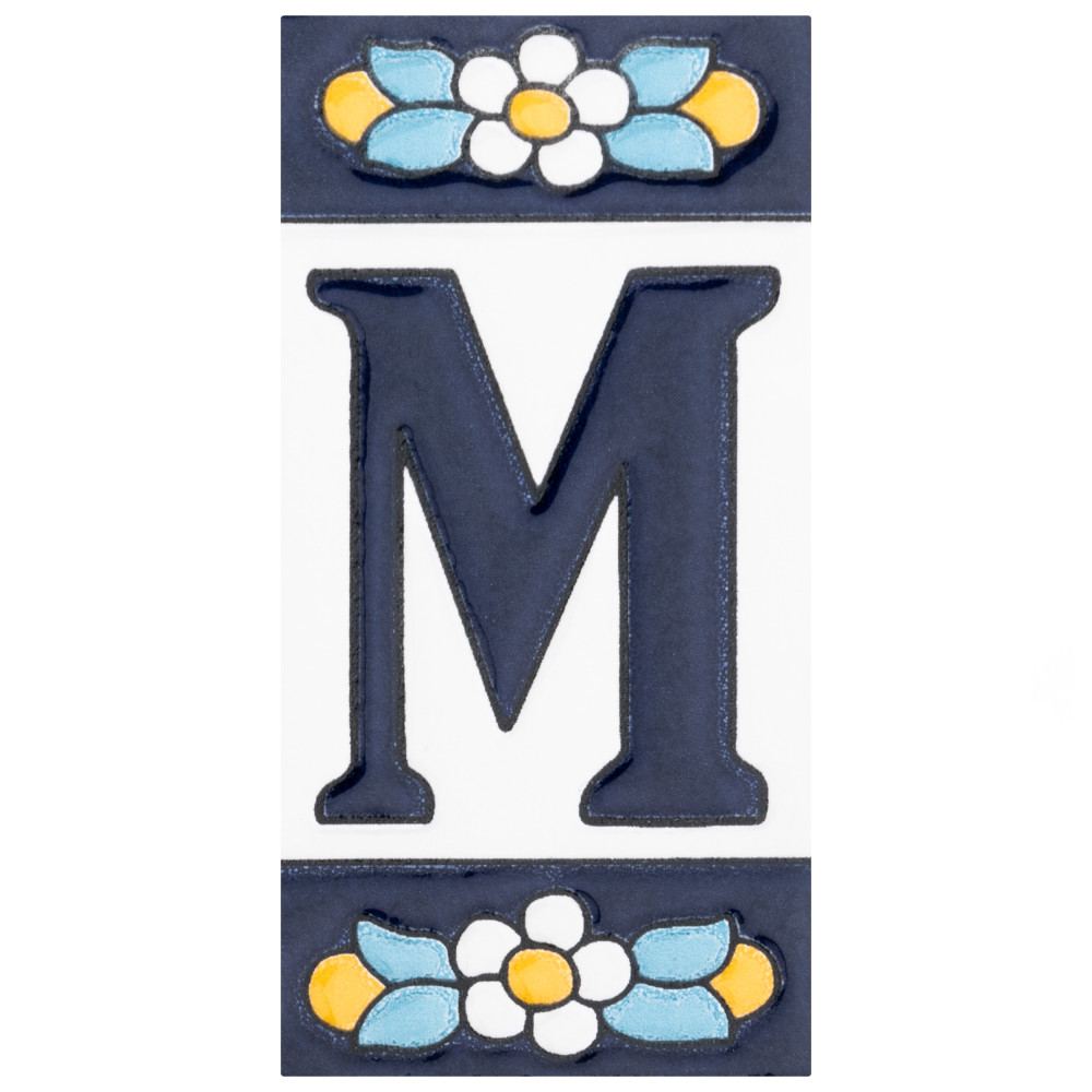 Sevillano Flora Address Letters M 2-1/8 in. x 4-3/8 in. Ceramic Wall Trim