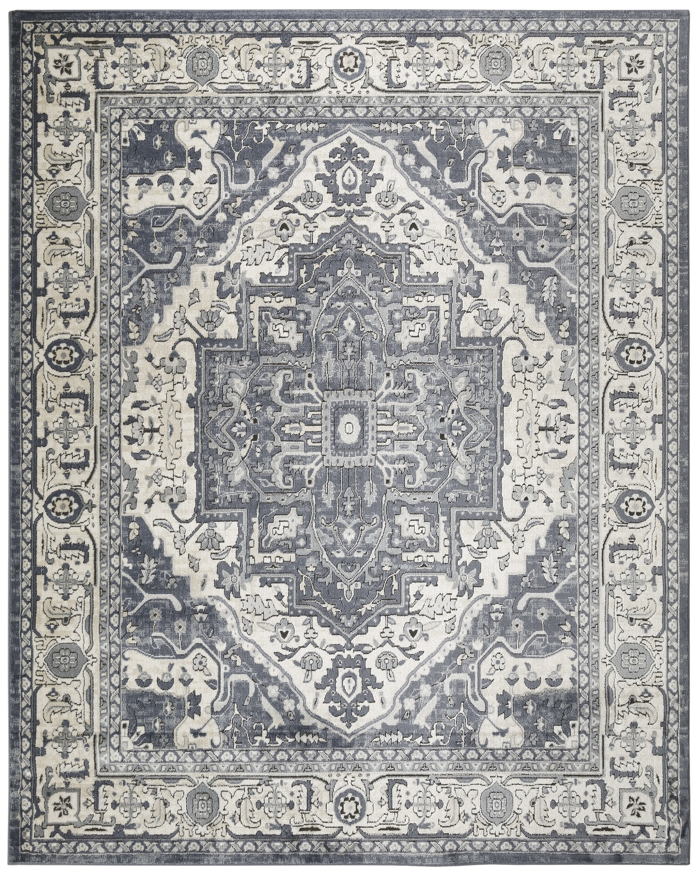 Nourison Quarry 7'10" x 9'10" Navy Ivory Vintage Indoor Rug