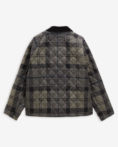 Tartan Transport Quilted Jacket Navy Winter Dress Tartan