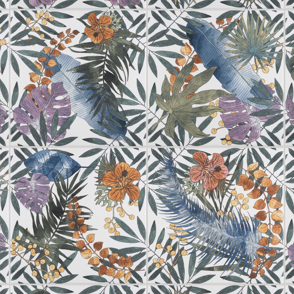 Tahiri Garden 9-3/4 in. x 9-3/4 in. Porcelain Floor and Wall Tile