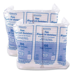 Dart, Foam Hinged Lid Containers, 9.25" x 9.5" x  3", White
