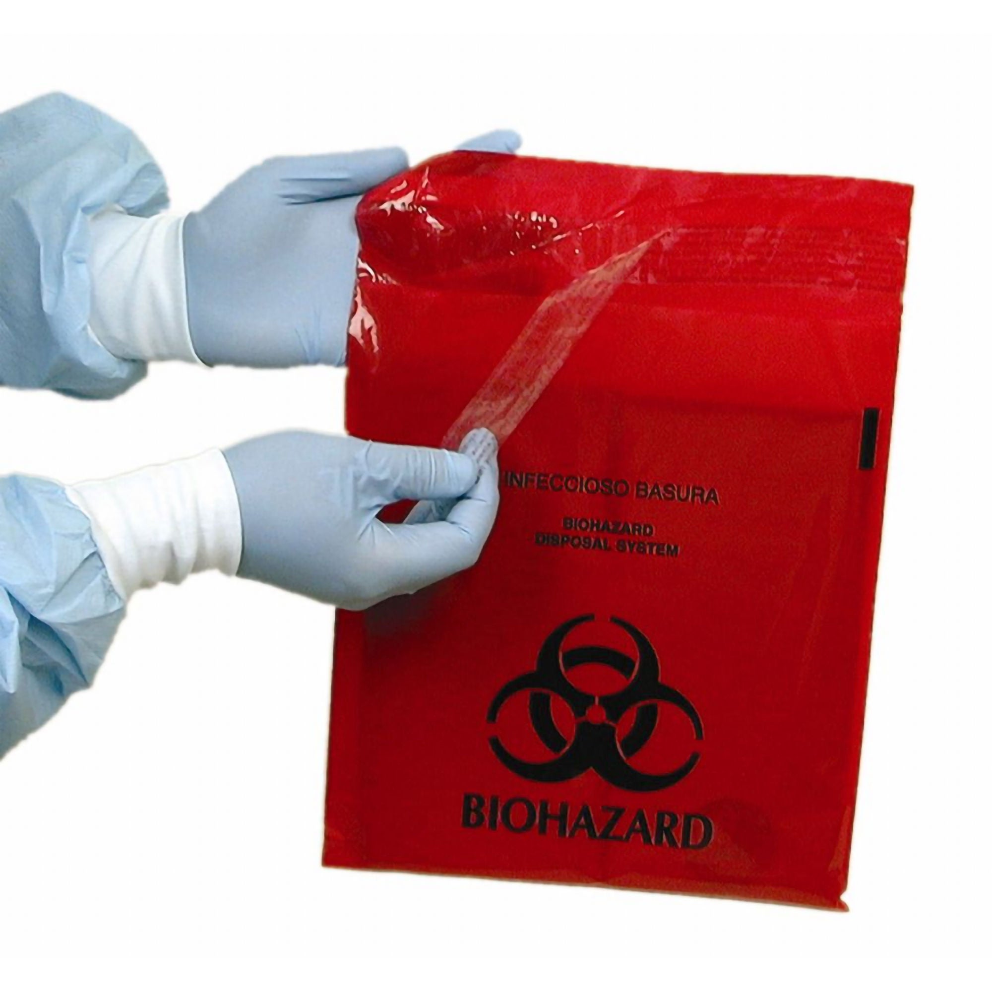 Stick on Biohazard Waste Bag, 1.4 quart, 9 x 10 Inch