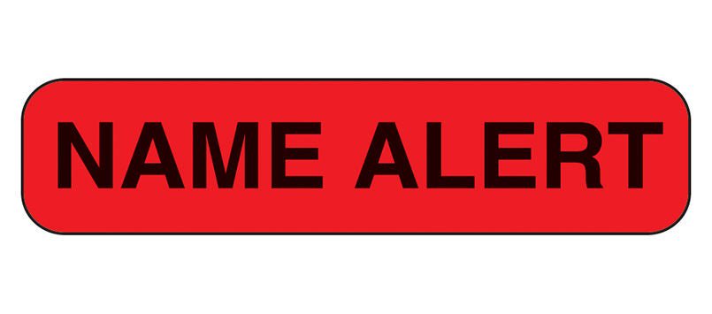 Barkley® Name Alert Advisory Label, 1.6 x 0.4 Inch