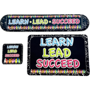 The Original Fun Mat&reg; Computer Desk Mats, Set of 3, (1) Mouse Pad, (1) Keyboard Wrist Pad, (1) Coaster, Learn, Lead, Succeed, Crayon Composition