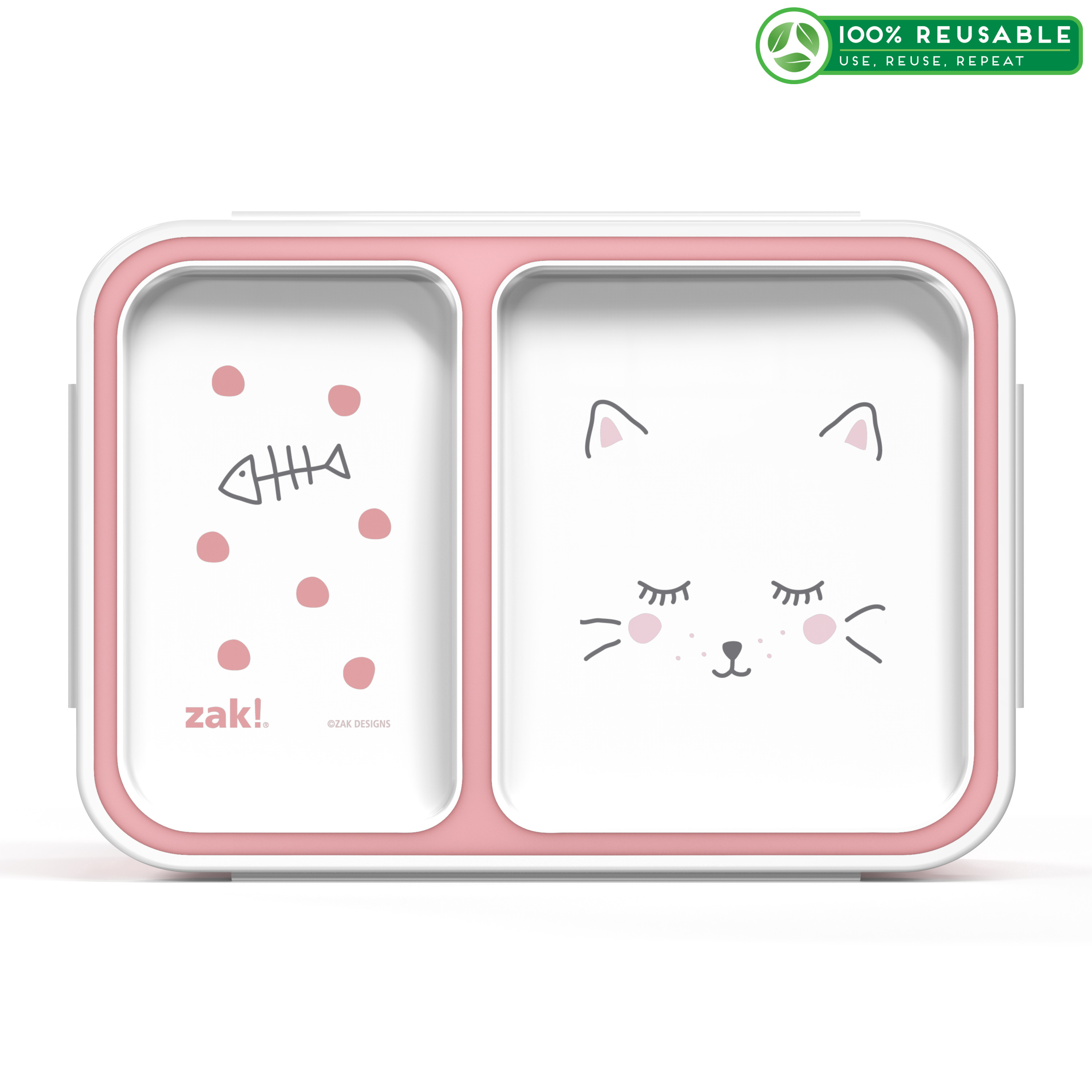 Soft Lines Dual-compartment Reusable Bento Box, Kitties slideshow image 1 Soft Lines Dual-compartment Reusable Bento Box, Kitties slideshow image 1