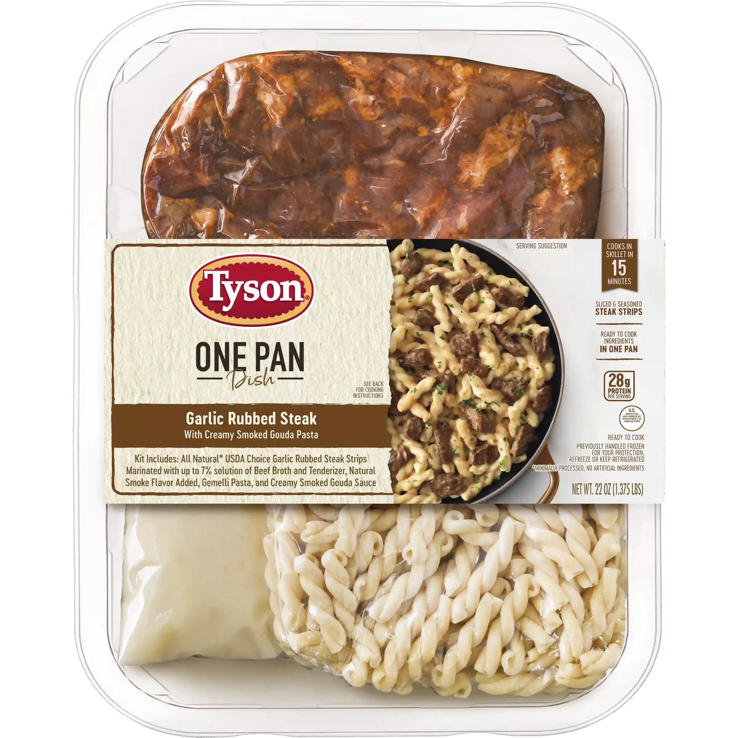 Tyson® One Pan Dish Garlic Rubbed Steak* with Creamy Smoked Gouda Pasta Meal Kit - 4 pkg per case_image_1