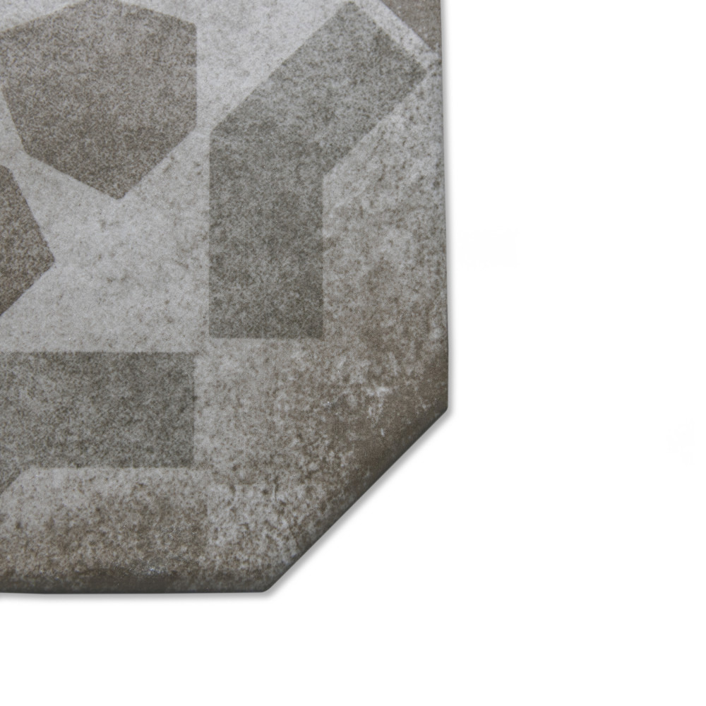 Laverton Octagon Deco Sombra with Taco Nieve 7-7/8 in. x 7-7/8 in. Porcelain Floor and Wall Tile