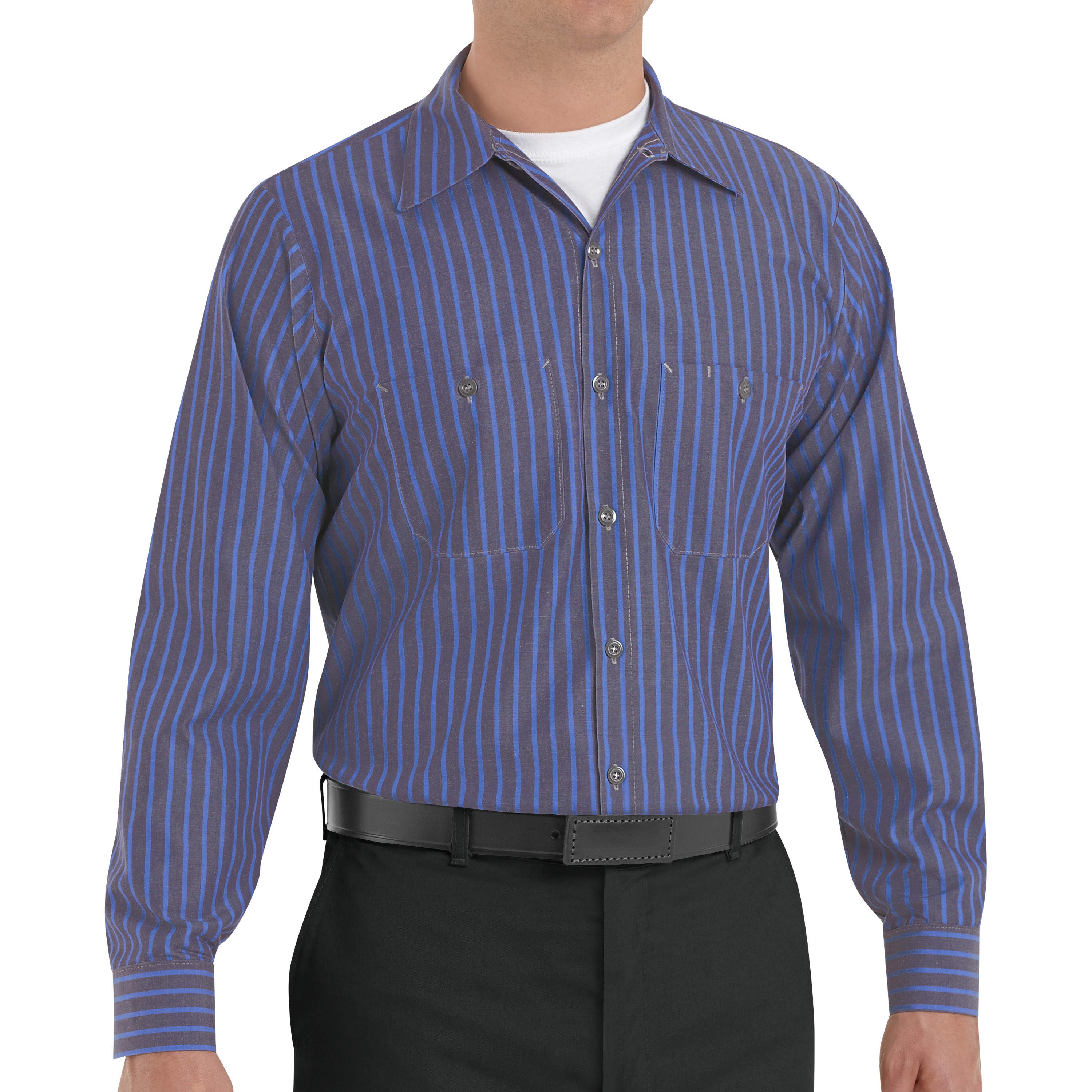 Red Kap Men's Long Sleeve Industrial Stripe Work Shirt - Picture 9 of 9