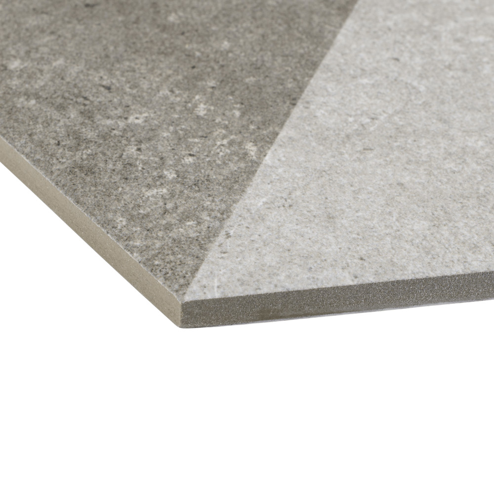 Traffic Hex 3D Grey 8-5/8 in. x 9-7/8 in. Porcelain Floor and Wall Tile
