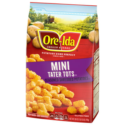 Ore-Ida Mini Tater Tots Seasoned Shredded Potatoes, 28 oz Bag