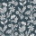 White hand-drawn wildflower and leafy sprigs repeat in a scattered pattern across a dark teal, subtly striped background, evoking wallpaper or fabric print.