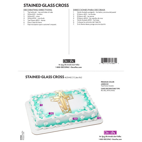 Stained Glass Cross Layon Cake Decorating Instruction Card