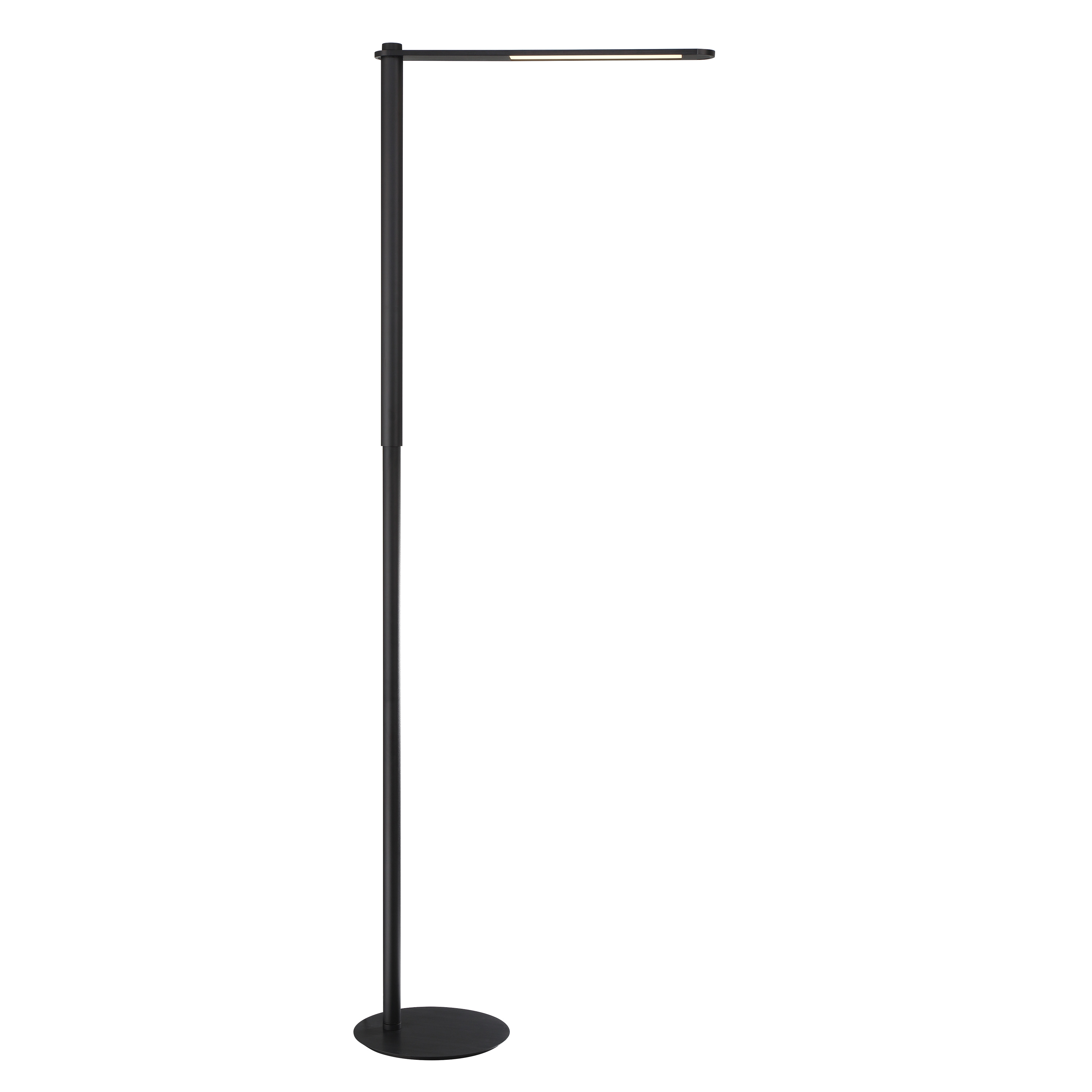 This contemporary floor lamp delivers 574 lumens of dimmable LED light in a slim, space-saving design. The coal black finish and aluminum construction create a sophisticated look perfect for modern workspaces and reading areas. - alternate view