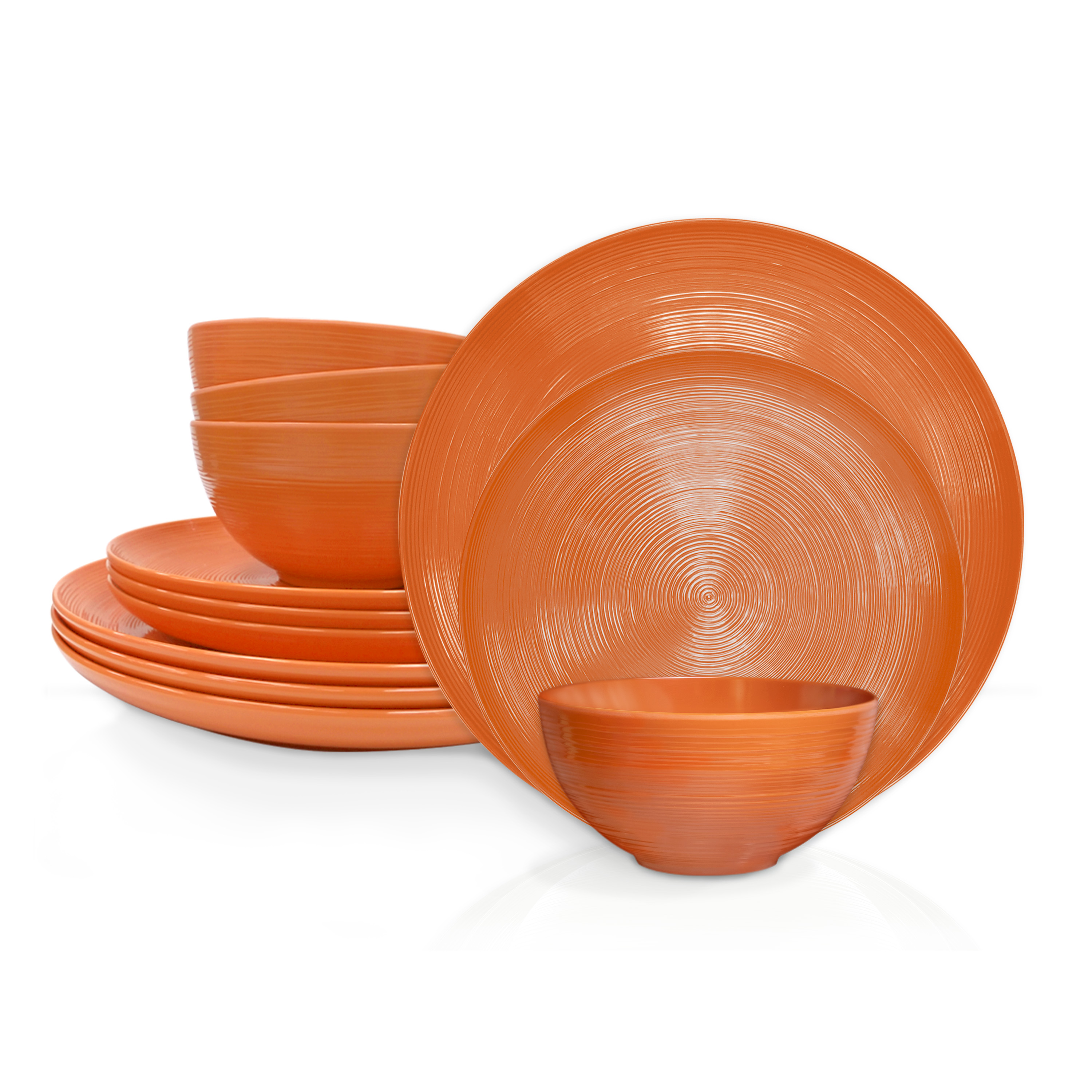American Conventional Plate & Bowl Sets, Orange, 12-piece set slideshow image 1 American Conventional Plate & Bowl Sets, Orange, 12-piece set slideshow image 1