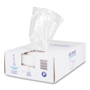Inteplast, Ice Bucket Liner Bags, 3 qt, 0.5 mil, 6" x 12", Clear