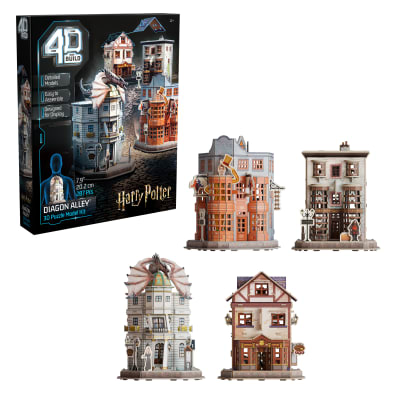 4D Build, Harry Potter Diagon Alley 3D Model Kit with 4 Buildings, Harry Potter Collectibles & Desk Décor, Adult Puzzle, Building Toys, 287 Pieces, 3D Puzzles, Gift Ideas for Ages 12 & Up