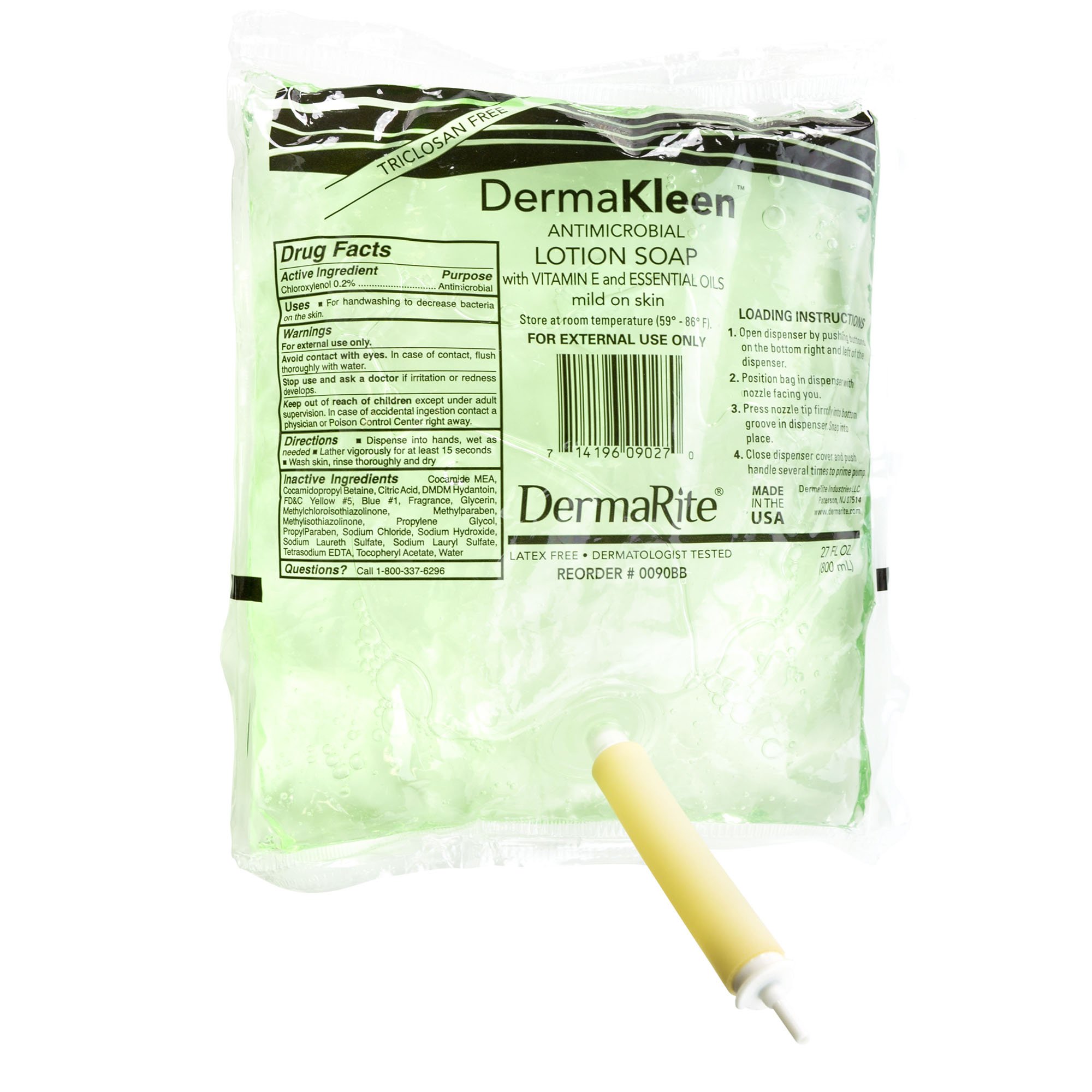 DermaKleen Antimicrobial Soap 800 mL Dispenser Refill Bag MK 583177