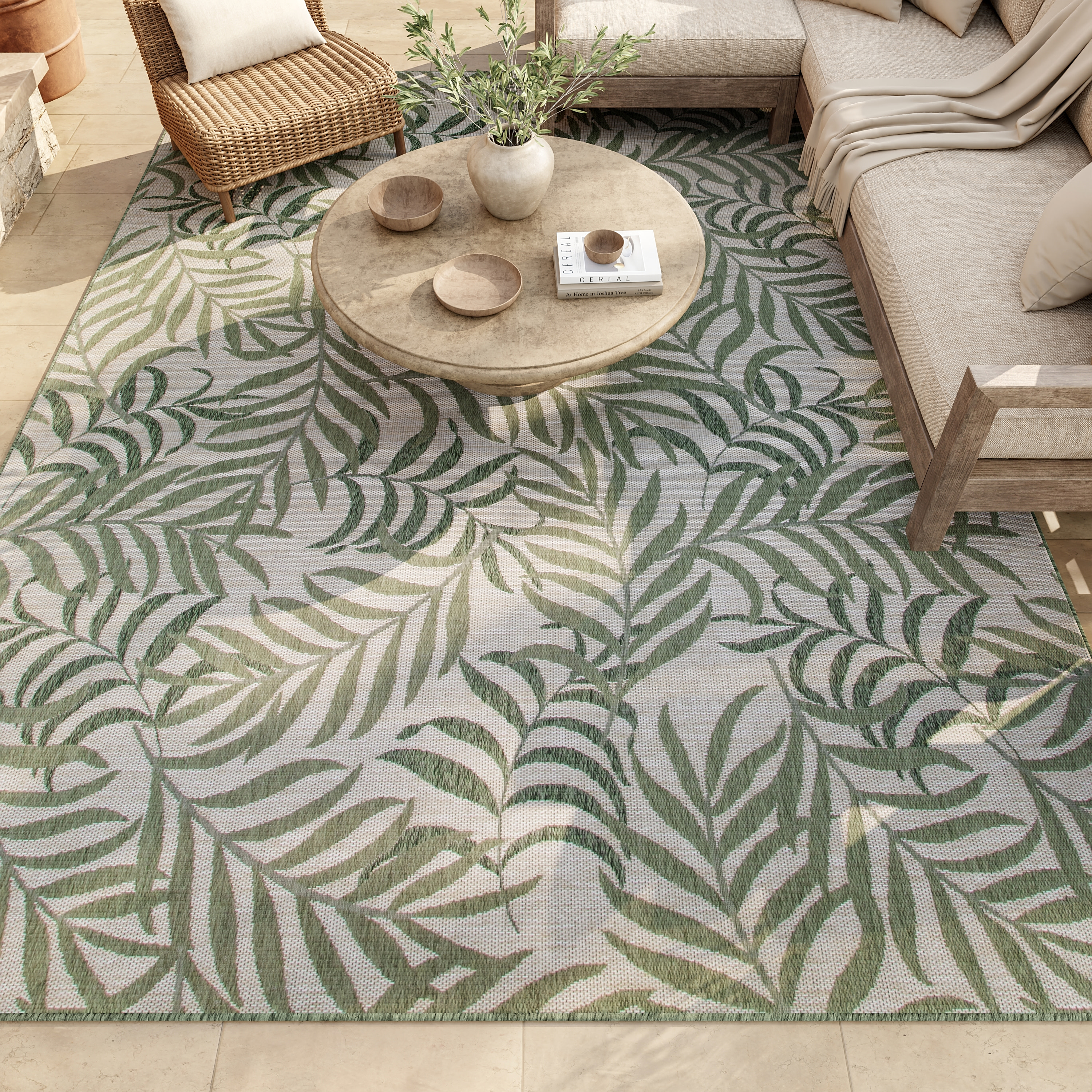 Nourison Garden Oasis 9' x 12' Ivory Green Outdoor Rug