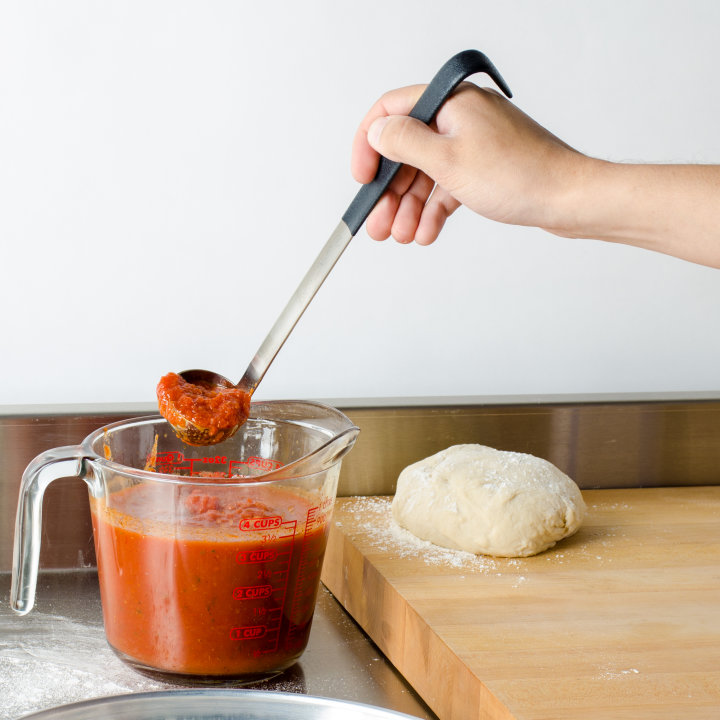 1-ounce heavy-duty stainless steel ladle with black Kool-Touch® handle