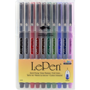 LePen&reg; Micro-Fine Point Pen, Dark, 10 Colors