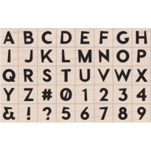 Modern Uppercase Letter Woodblock Stamp Set, 40 Stamps