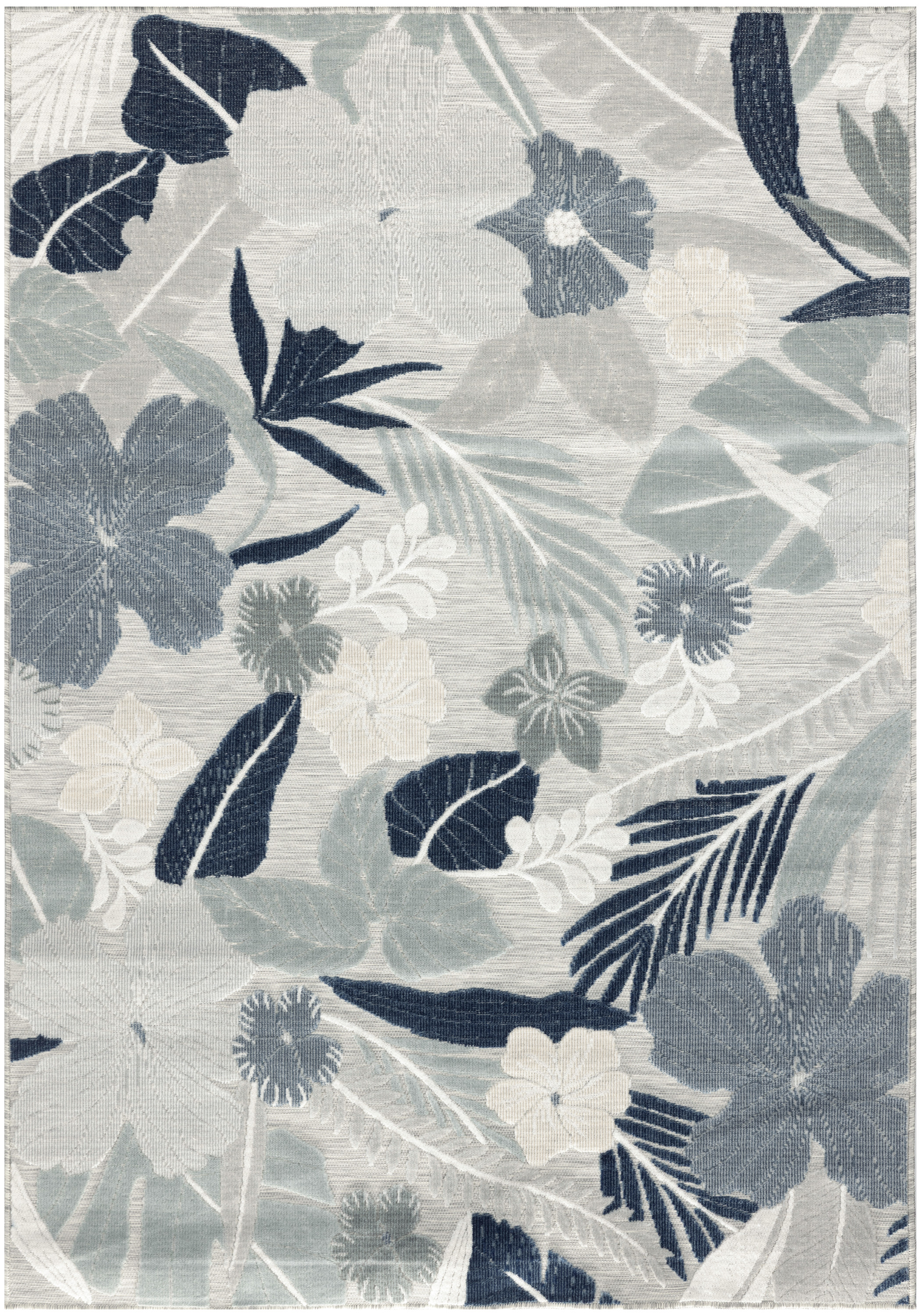Nourison Suncoast 5'3" x 7'3" Grey Navy Tropical Rug