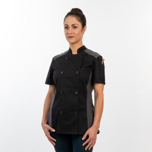 Womens Slim Short Sleeve Quick Cool Stretch Chef Coat-