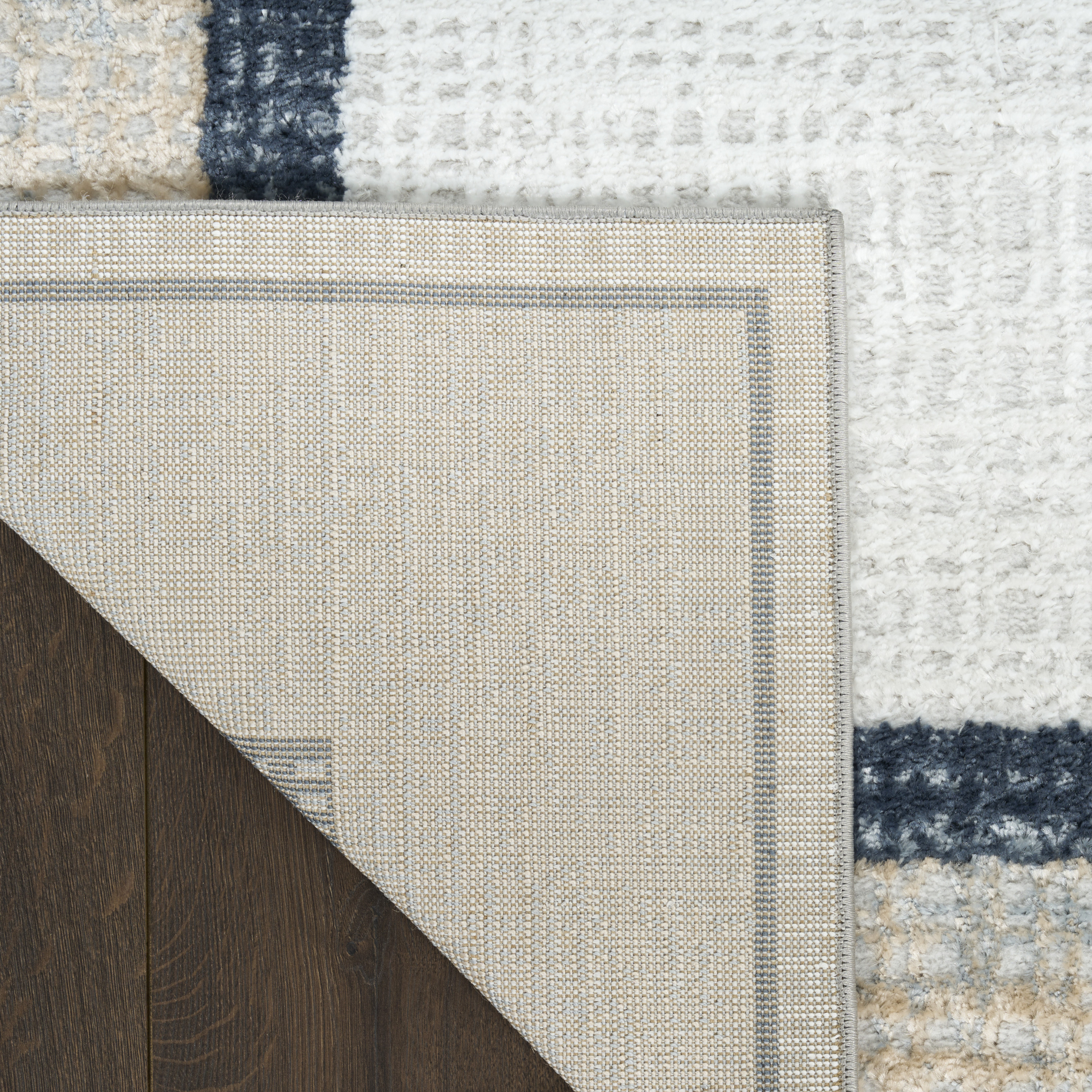 Nourison Dekor 2' x 4' Grey Navy Modern Indoor Rug