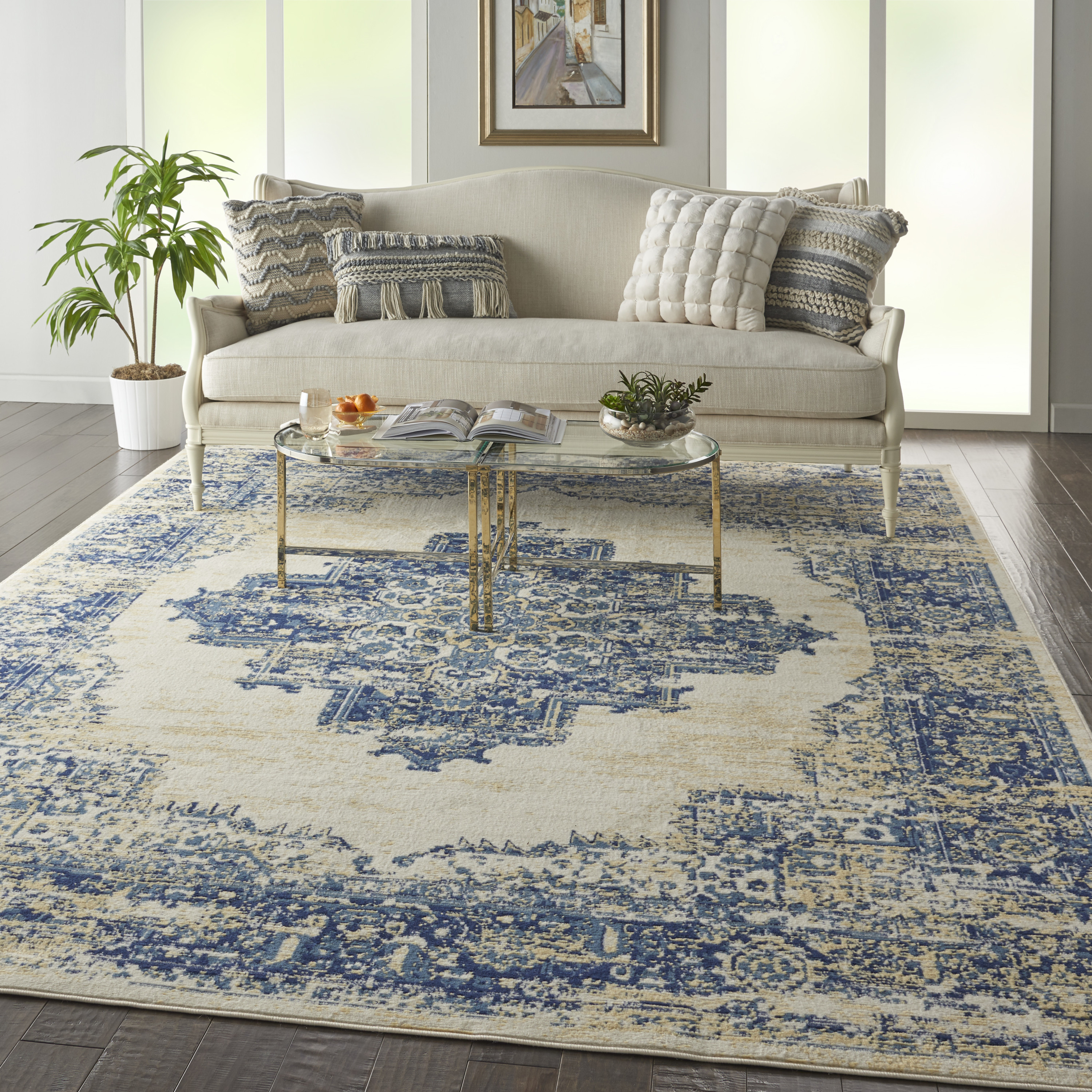 Nourison Grafix 8'6" x 12' White Vintage Indoor Rug