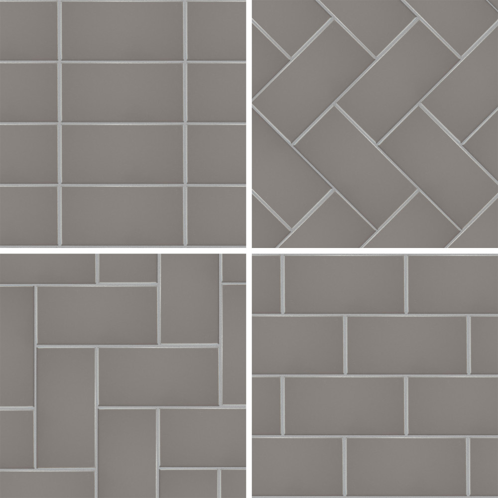 Piscina Brick Matte Dark Grey 9.63x19.5 Rectangle Porcelain Floor and Wall Digital Pattern