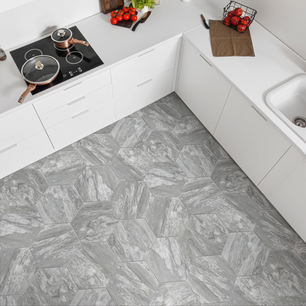 Biotech Hex Bardiglio 11 In X 13 In Porcelain Floor And Wall Tile Merola Tile 7180