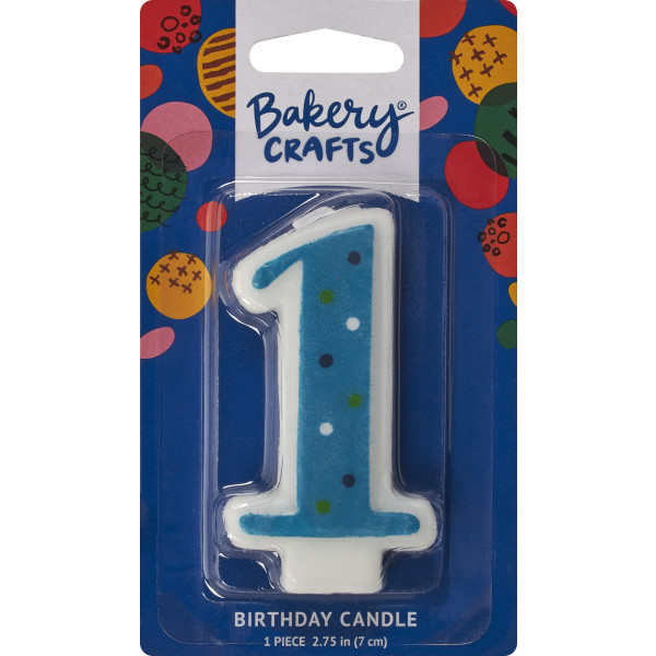 First Birthday Blue Dots Numeral Candles