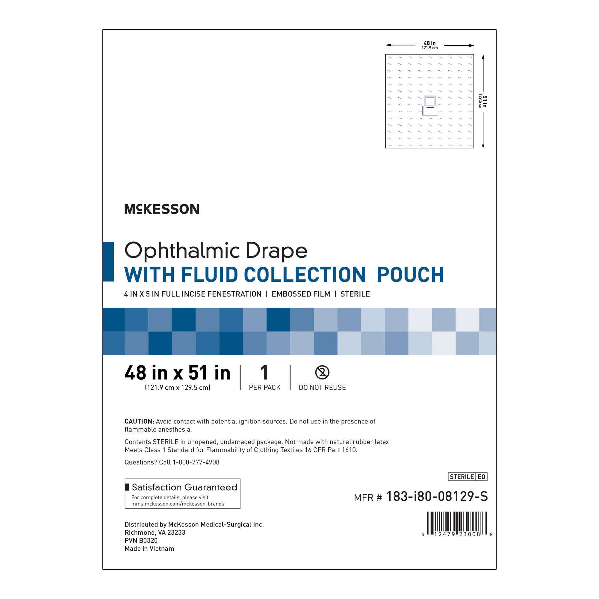 McKesson Sterile Surgical Ophthalmic Drape, 48 x 51 Inch